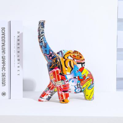 China Modern Europe Art Creative Study Living Room Decoration Color Resin Open Elephant Animal Statue for sale