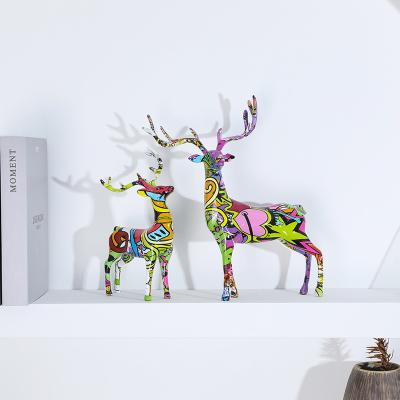 China Europe living room modern creative simple decorations colorful resin crafts deer animal statue for sale