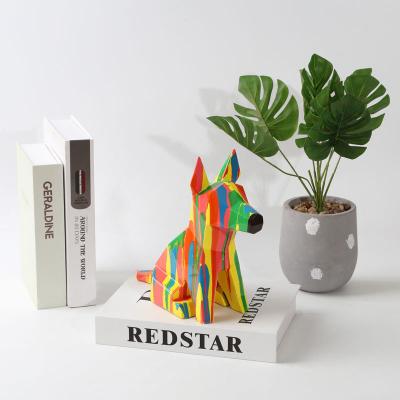 China Colorful Europe Bedroom Shelf Office Home Decoration Resin Crafts Animals Dog Statue for sale