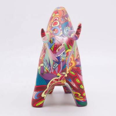 China Europe ODM OEM Handcrafts Graffiti Color Resin Cow Statue For Business Presents for sale