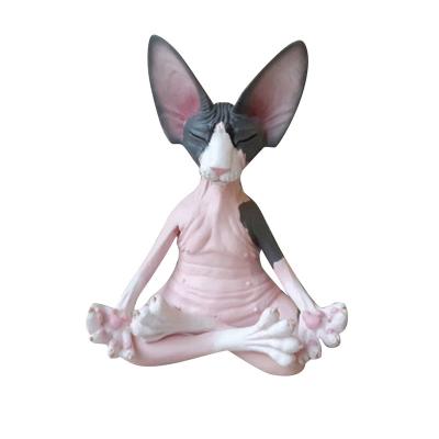 China Europe factory direct sale handmade resin crafts meditation creative animal cat ornaments office indoor home decoration for sale