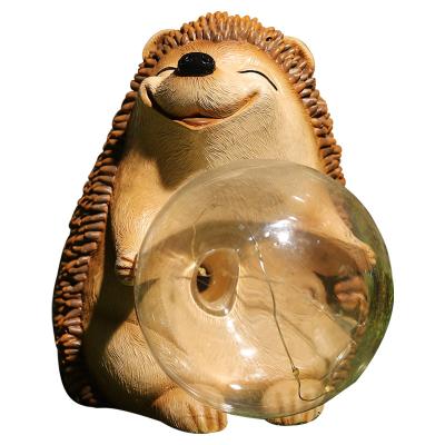 China Europe Outdoor Solar Lamp Decoration Garden Landscape Decoration Cute Animal Resin Opens Statue Cartoon Sculpture for sale