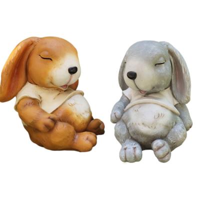 China Landscape Outdoor Decor Garden Europe Lovely Lawn Cartoon Resin Sleeping Rabbit Statue for sale