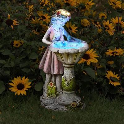 China Europe Resin Fairy Garden Statues And Solar Angel Lawn Lamp Figurine Outdoor Decoration Sculpture Garden Statue for sale