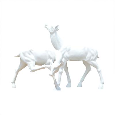 China Europe Fiberglass Sculpture Sika Deer Ornaments Decorative Sculpture White Garden Deer Garden Scenery Villa for sale