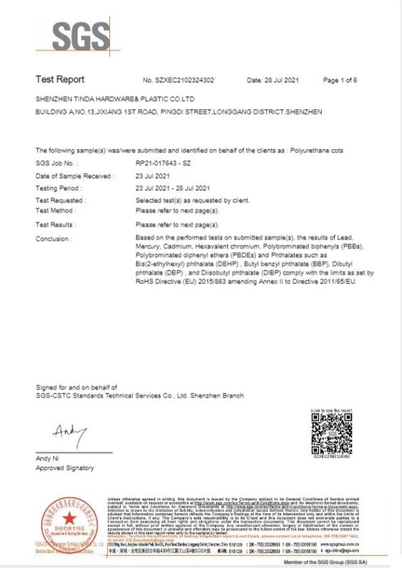 RoHS Directive (EU) 2015/863 amending Annex II to Directive 2011/65/EU - Shenzhen Tinda Hardware & Plastic Co., Ltd.