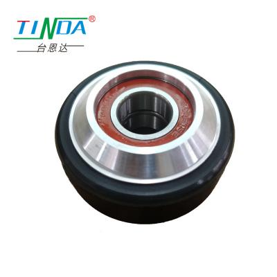 China Langdurig geluidloos polyurethaan rubber elastomeer rolwiel met aluminium metalen kern Te koop