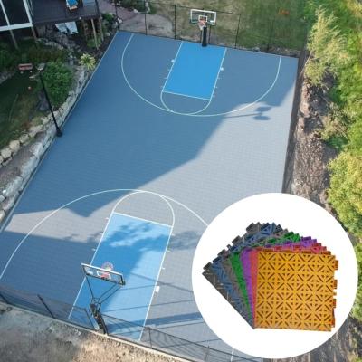 China 3x3 Basketballplatz Tennisplatz Fliesen Verriegelung Hinterhof Außenfliesenmatte zu verkaufen