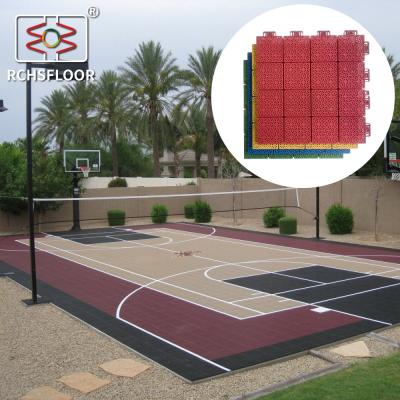 Cina Piastrelle sportive modulari per tennis 340*340*18,1 mm Piastrelle di plastica per campi da basket in vendita