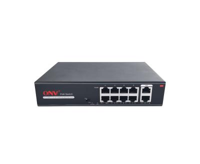 China Security System Wholesale 8 Port 10/100Mbps With 2 Gagibit Electric Port Network Switch With POE Function For CCTV for sale