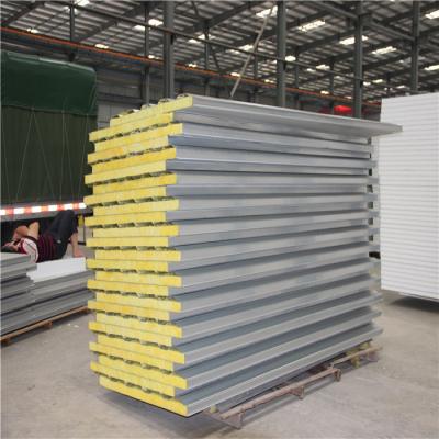 China galvanized exterior wall cladding material glass wool sandwich panel with 0.6mm steel sheet up for sale