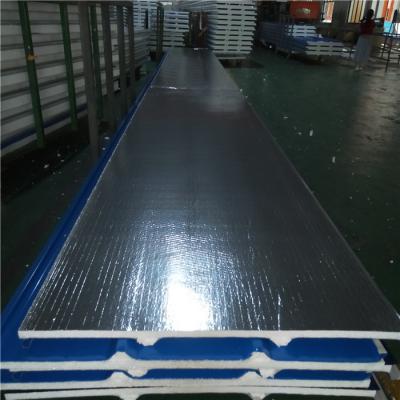 China 30mm silver paper polyurethane foam sandwich roof panel 840-30-0.376mm for house for sale