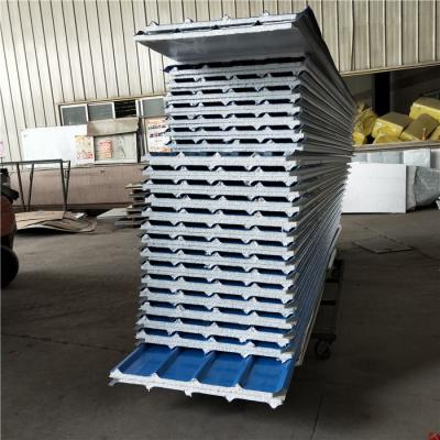 China waterproof 30mm PVC paper eps sandwich prefabricated house roof panel with 14kg for sale