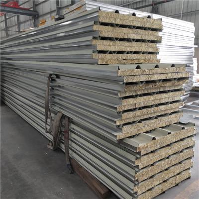 China easy assemble strong 960mm rock wool sandwich panel with steel strip both side for sale