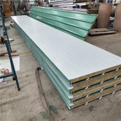 China fast assemble light weight color steel rock wool sandwich panel for wall and roof for sale