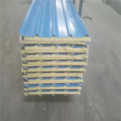 China 30mm blue color steel glass wool roof panel for fast assemble prefabricated house for sale