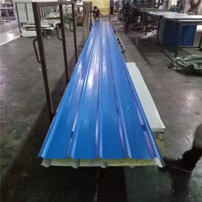 China 840-30-0.426mm blue steel up and sliver paper down glass wool sandwich panel for sale