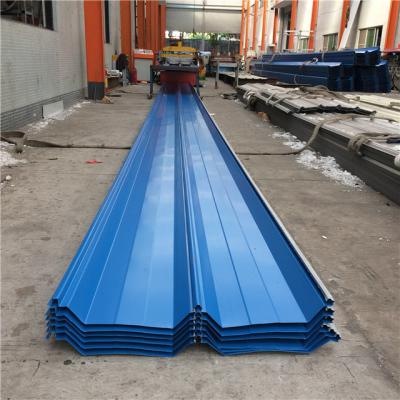 China 760mm prepainted hot-dip zinc blue corrugated steel roof sheet for warehouse for sale