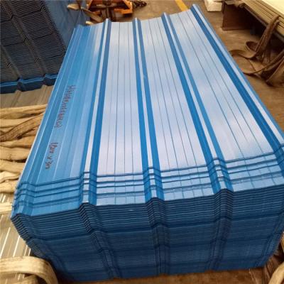 China fast assembly 0.376mm blue corrugated roof sheets use as bounding wall for sale