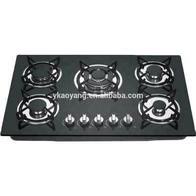 China Household Kitchen Appliances 5 Burner Flat Glass Top Gas Stove for sale