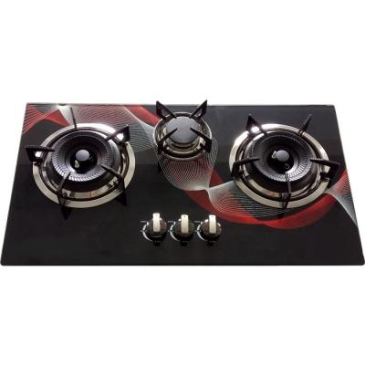 China Household Kitchen Equipment Gas Stove 3 Glass Embedded Burner for sale