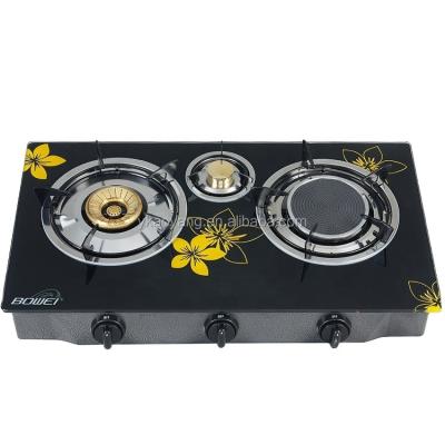 China High Quality 3 Burner Portable Gas Cooker Gas Stove Top Household Tempered Glass Indoor Gas Stove BW-BL3015 for sale