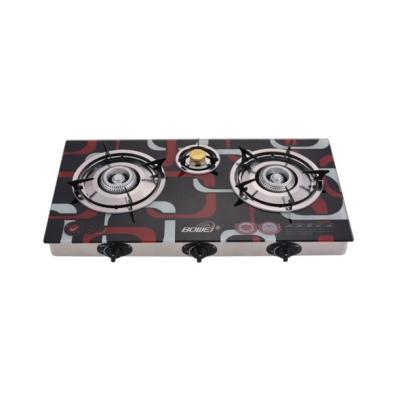 China Household Qualified Portable Gas Cooker Three Burner Tempered Glass Top Gas Stove Cooking LPG Gas Cooker for sale