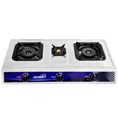 China Stainless Steel Gas Stove Three Burner Gas Cooker Household Qualified Portable Home Use Blue Flame Gas Cooktop for sale