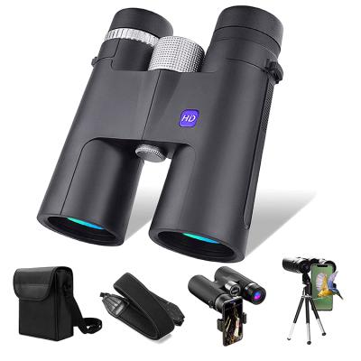 China Steel Lens Adult Kids Low Light Vision Hunting Plastic Bird Watching + Optics Increasing Big Eyepiece 12X42 Sports Binoculars for sale