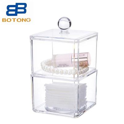 China Viable Acrylic Cosmetic Clear Bud Makeup Pad Sponges Holder Q-tip Ball Cotton Swab Pad Makeup Organizer Jewelry Storage Box for sale