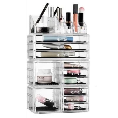 China Countertop Stackable Vanity Rack Makeup Organizer Jewelry Storage Box 4 Drawer Acrylic Acrylic Cosmetic Pieces 9 Pieces for sale