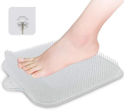 China Sustainable PVC Rect Shower Foot Scrubber Remover With Non-Slip Suction Cups Exfoliates Feet No Bathtub Foot Care Brush Massager Bending Mat for sale