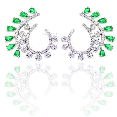 China New Personality Fashion Trendy Luxury Design Green Zircon Earring Wedding Women Earring for sale