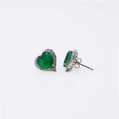 China TRENDY Fashion Jewelry Luxury Heart Shape Sterling Silver 925 Fashion Lady Rhodium Plated Paraiba Earing Stud for sale