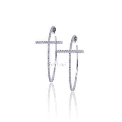 China Large Earring Church New Design FASHIONABLE Simple Cross Circular Earrings Wedding Women Earring for sale