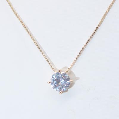 China New Simple Design FASHIONABLE 925 Round CZ Zirconia 925 Sterling Silver Wedding Party Pendant Necklace for sale