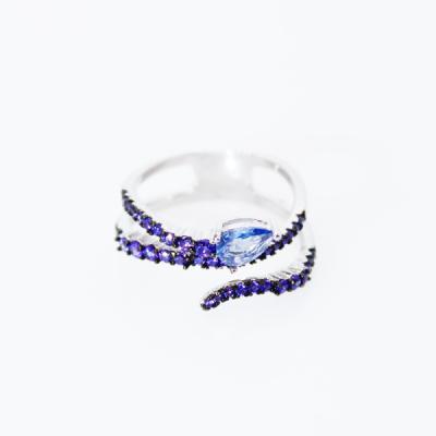 China CTB FASHIONABLE Womens 925 Sterling Silver White Color Stone AAA Purple Ring for sale