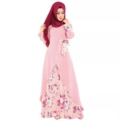 China Abaya Muslim Women's Breathable Patchwork Dresses Printing Muslim Women's Clothing Breathable Islamic Dress Casual Long Dress for sale