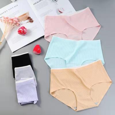 China Good Quality Antibacterial Antibacterial Women Breathable Rise Briefs Mid Threaded Cotton Seamless Panties Cheap Underwear For Female Plus Size for sale