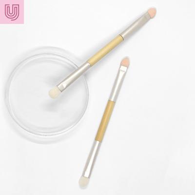 China Supplier Professional Eco-friendly Biodegradable Sponge Makeup Brush Golden Double Ended Eyeshadow for sale