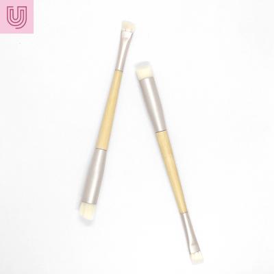 China Eco-friendly Biodegradable Wooden Eyeshadow Double-end Handle Concealer Pencil Simple Makeup Brushes Double Side for sale