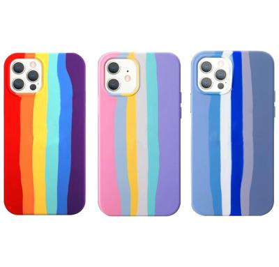 China Anti-drop Rainbow Liquid Silicon Phone Case For iPhone 12 Pro Max Back Cover for sale