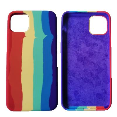 China New Arrival Rainbow Liquid Silicone Case Anti-fall Mobile Phone Case Cover For iPhone 12 11 Pro X Max Xs 6 7 8 Plus Rainbow Phone Case for sale