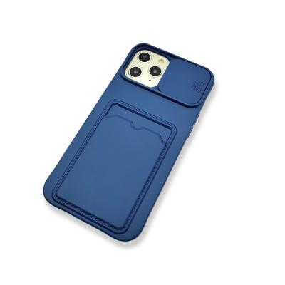 China Anti-drop For iPhone 12 Back Cover With Built-in Card Slot TPU Card Bag Pouch Silicon Mobile Phone Case For iPhone 12 Case With Card Holder for sale