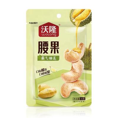 China Natural Cashew Durian Flavor Snacks Wolong Nuts Snack Roasted Nuts 35g for sale