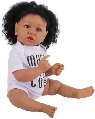 China Wholesale Changeable Lifelike Reborn African Silicone Vinyl Doll Skin Black 22inch Soft Dressing Baby Dolls for sale