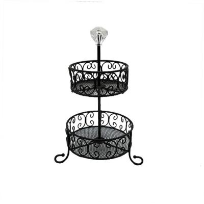 China Sustainable High Quality Small 2 Tier Storage Kitchen Wire Picnic Basket for sale