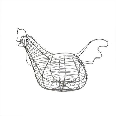 China Sustainable Decorative Kitchen Storage Baskets Chicken Design Metal Wire Egg Basket for sale