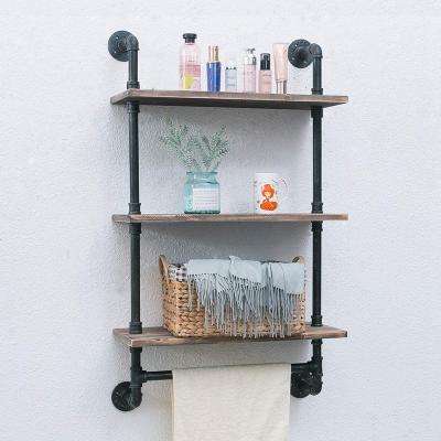 China 24 Inch Industrial Style Tube Wall Mounted 3-Layer Towel Holders Stocked Bathroom Accessories Towel Rack for sale