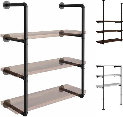 China Sustainable Wall Mounted Shelf Bracket Tube Rack-Three-In-One Industrial Room Decoration Iron Rack Tube Hanging Shelf for sale